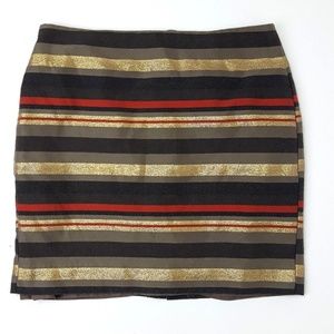 Banana Republic Skirt Womens Size 4 Brown Gold Orange Striped Pencil Straight